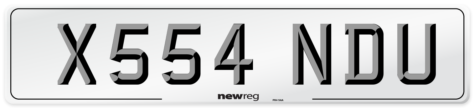 X554 NDU Number Plate from New Reg